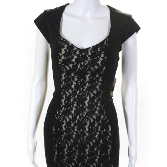 Alexia Admor Dresses & Skirts - Alexia Admor Lace Contrast Sheath Dress Black XS